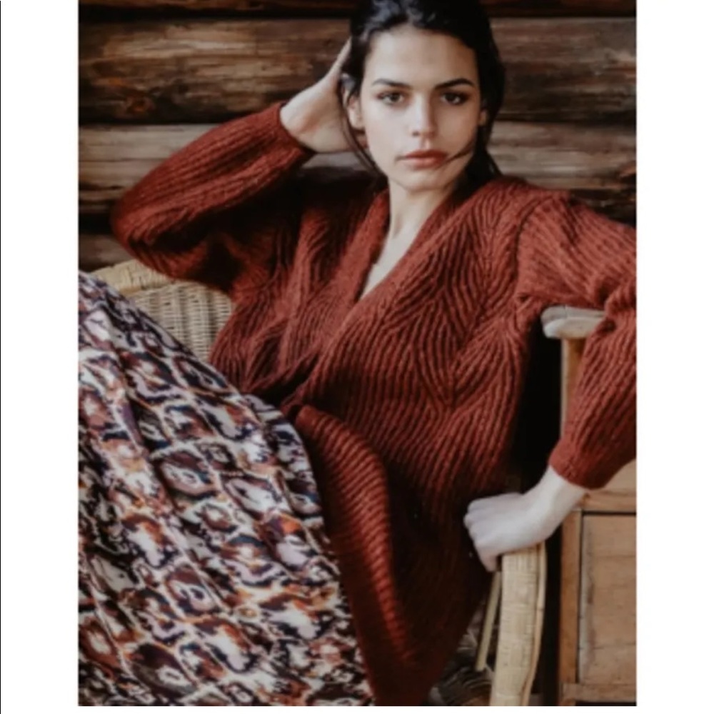 EUC Louizon size 1 Piya rust red knit cardigan